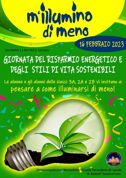 M'illumino di Meno”, Giornata nazionale del risparmio energetico e degli  stili di vita sostenibili — Scuola